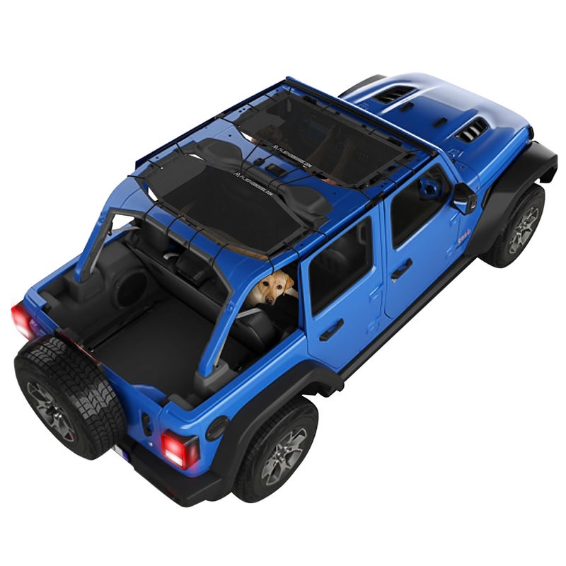 Alien Sunshade Jeep Wrangler JLU (2018-2023) â€“ Front & Rear Mesh Sun Shade for Jeep JL Unlimited - Blocks UV, Wind, Noise - Bikini JLkini Top Cover for Sport, Sport S, Sahara, Rubicon (Black) - Image 1